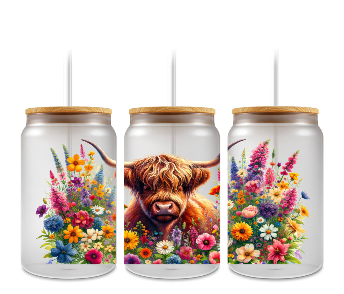 Floral highland cow