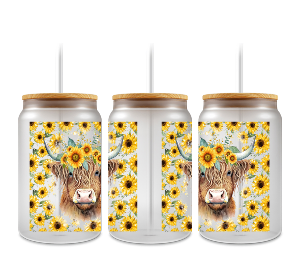 sun flower highland cow