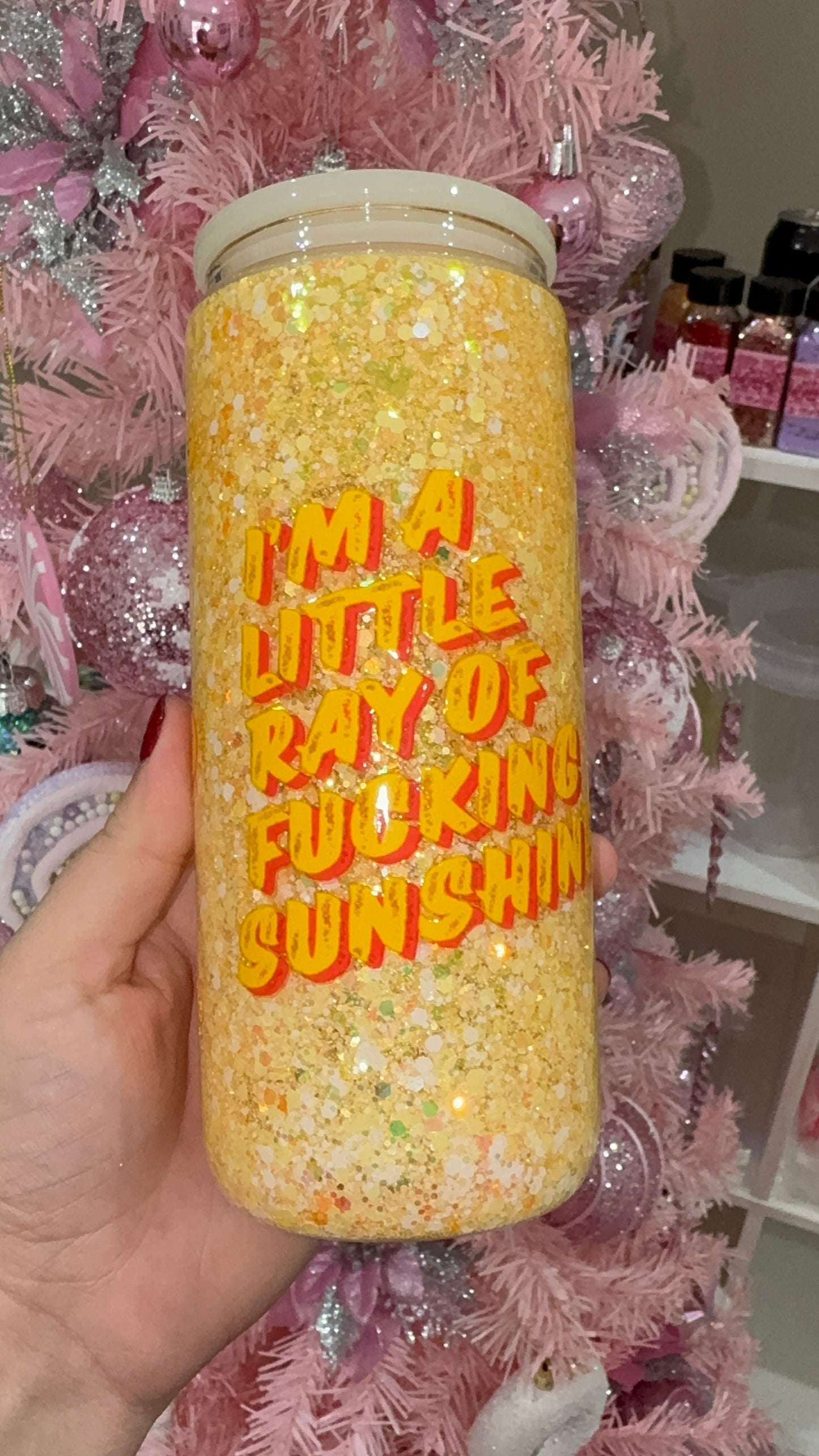 Little ray of f sunshine glass snow globe