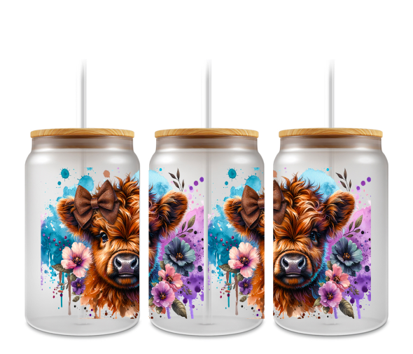 splash paint highland cow