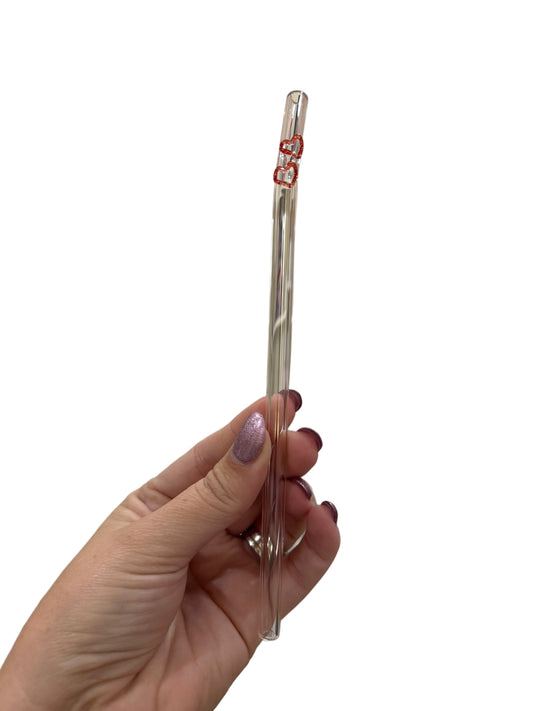 Double heart glass straws