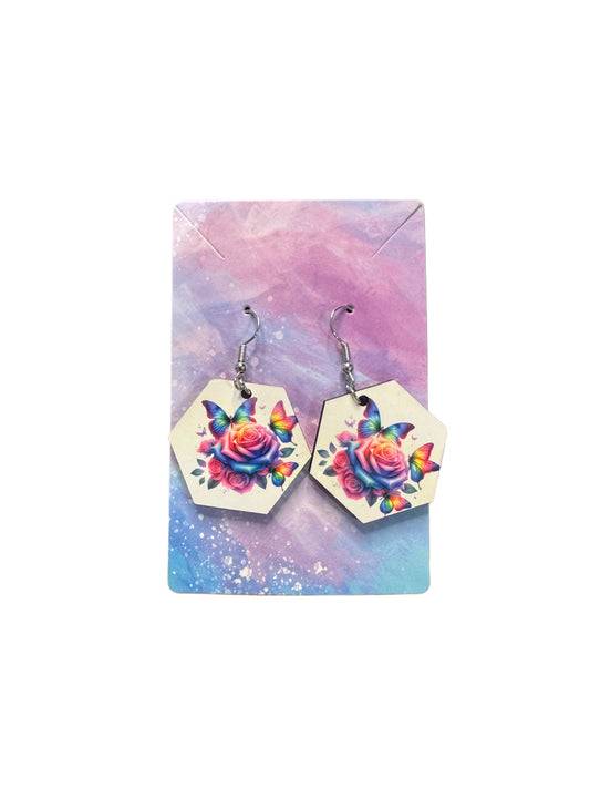 Butterfly flowers earrings