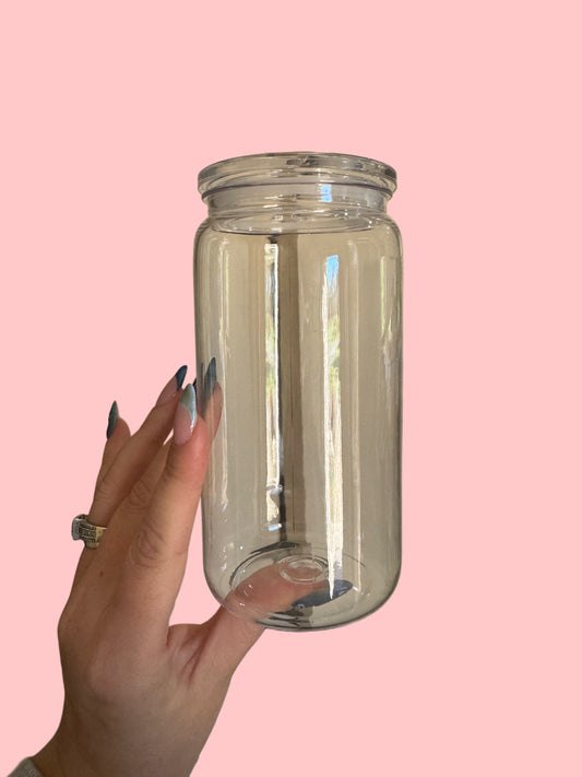 16oz clear PLASTIC-ACRYLIC Libby with PLASTIC LID