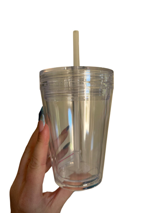 Acrylic Snow Globe tumblers 12oz with S/Globe lid!